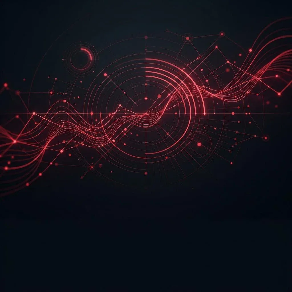 Abstract red digital graphics on a dark background